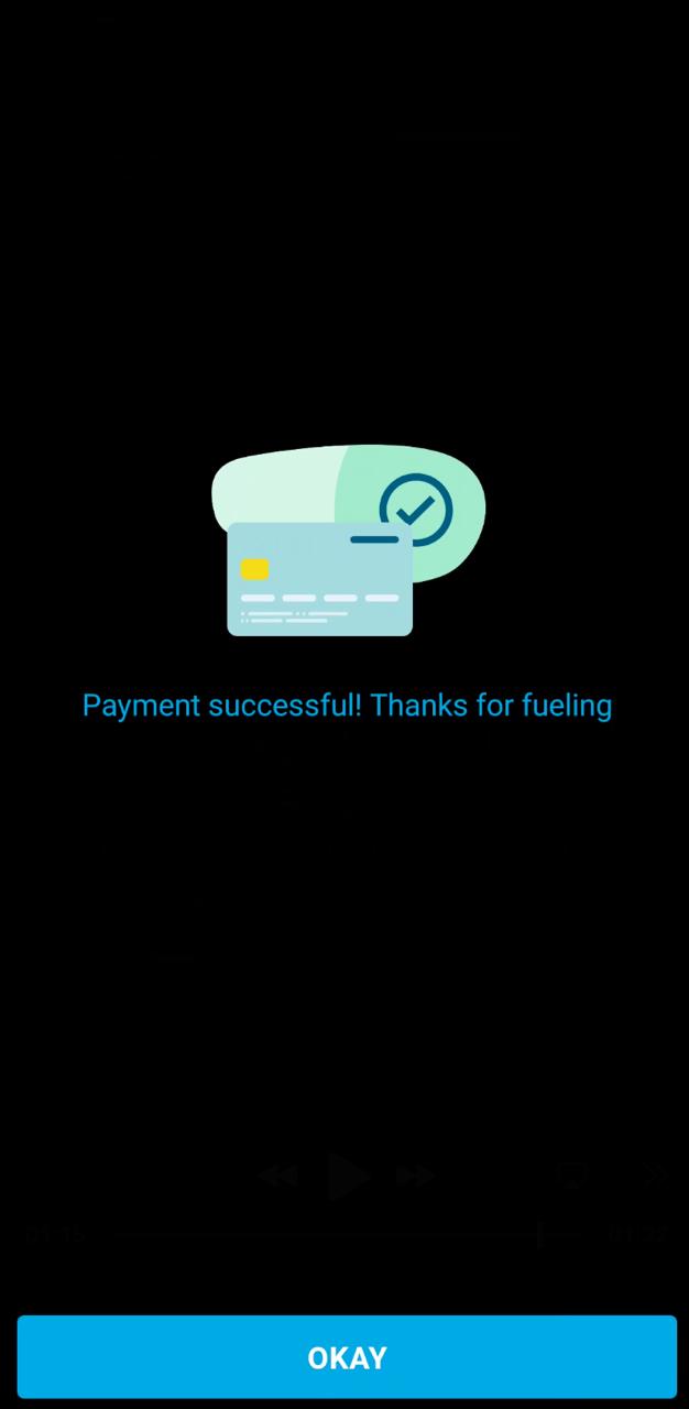 Payment successful confirmation screen